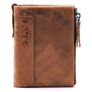 Hibate Men Leather Wallet RFID Blocking Men's Wallets Credit Card Holder Coin Pocket Purse