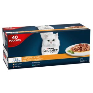 Gourmet Wet Cat Food Pouches in Gravy - Perle Chef's Collection 40 x 85g - Mix of Fish