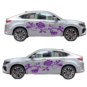 Car Body Decals Vinyl Rose Flower Decorative Stickers (Purple)