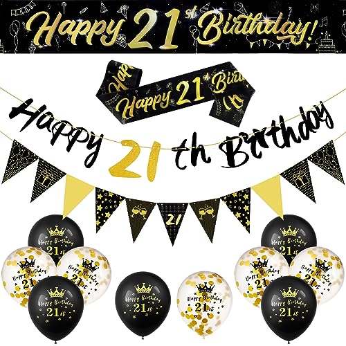 Heyu-Lotus 13 Pieces 21st Birthday Party Decoration Set