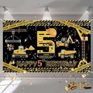 Construction 5nd Birthday Backdrop Banner