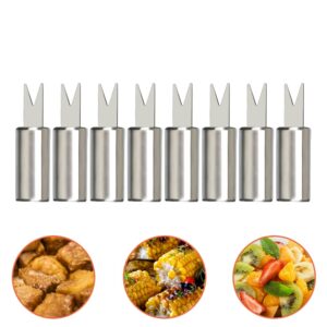 SENZEAL 8Pcs Corn Holders Corn on Cob Forks Stainless Steel Sweet Corn Food Fruit Forks Corn Skewers for BBQ Camping Picnics Parties Kitchen Tool Silve