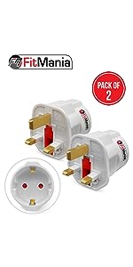 Pack of 2 EU to UK Plug Adapter