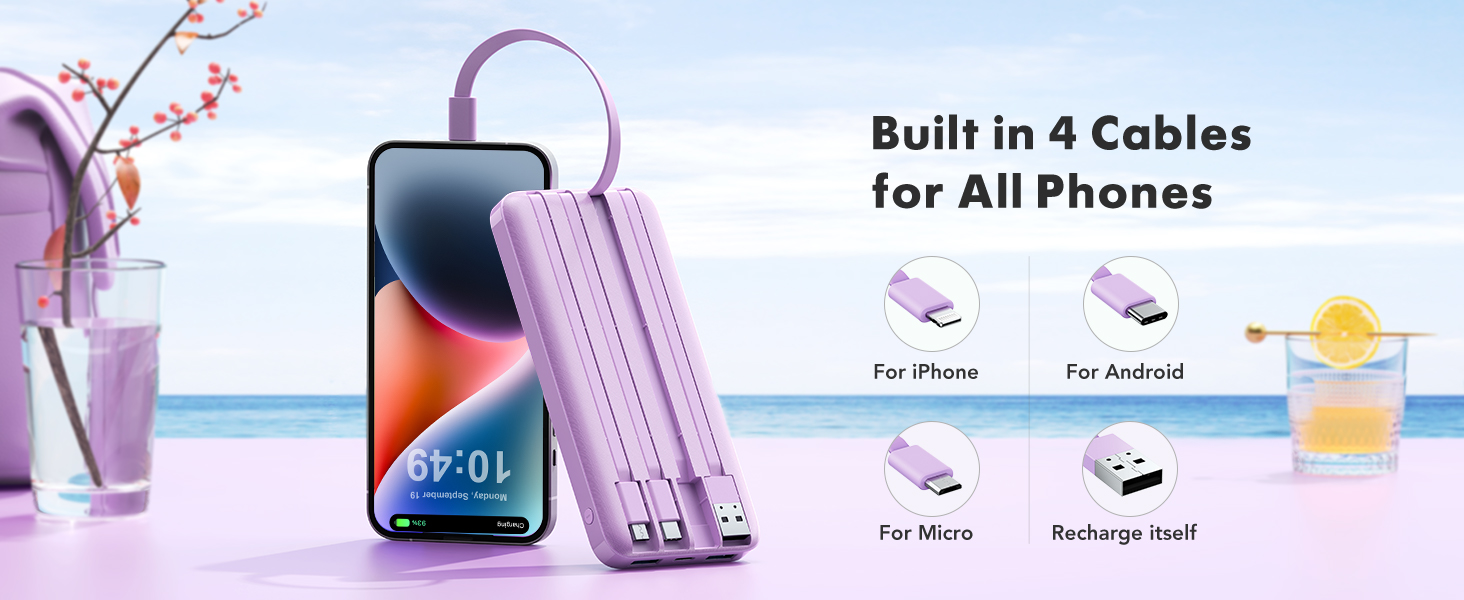 power bank with built in cables