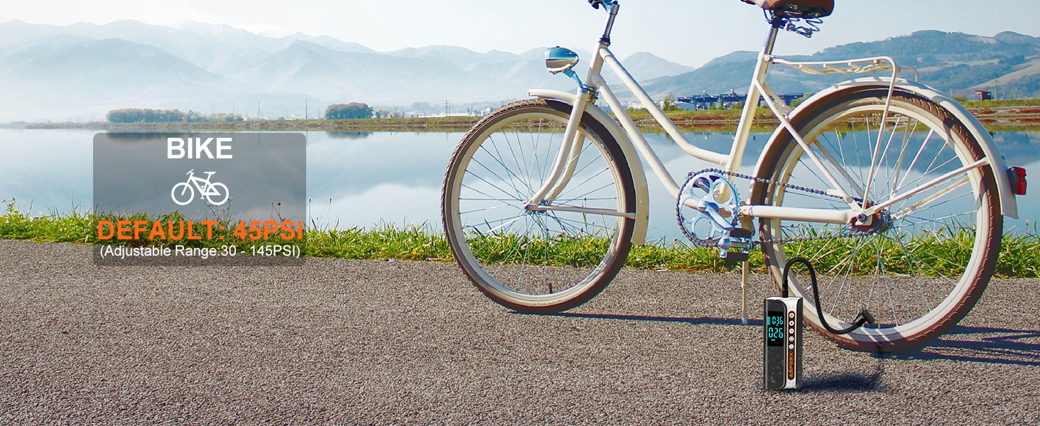 bike default: 45PSI (Adjustable range: 30-145PSI )