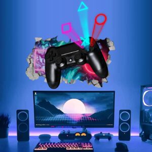 Gamer Wall Stickers Video Game Wall Stickers for Boys Bedrooms Gaming Accessories for Wall Decoration 3D Broken Wall Decals Controller Xbox Wall Art Murals for Kids Room Playroom Teenagers Gift Deco