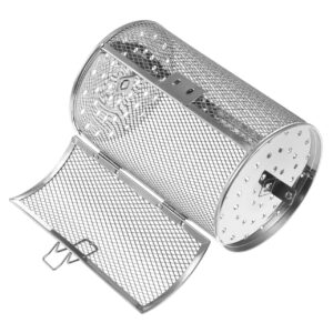DOITOOL Stainless Steel Grill Rotary Tool Rotisserie Basket for Grill Coffee Beans Coffee Roasting Machine Stainless Steel Grilling Basket Roaster Cage Rotary Grill Roaster Barbecue Silve