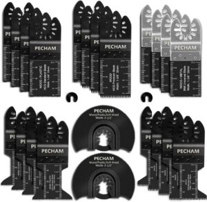 PECHAM 24PCS Multi Tool Blade Universal Wood Metal Oscillating Multitool Quick Release Saw Blades Fit Fein Multimaster