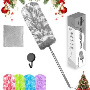 WholesomeFix 100 Inch Extendable Feather Dusters for Cleaning- Microfiber Long Handled Duster-Washable