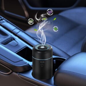 SEEDSEEL 100ML Car Aromatherapy Diffusers for Essential Oils，Mini USB Air Scent Small Humidifier with 7-LED Color Changing Light