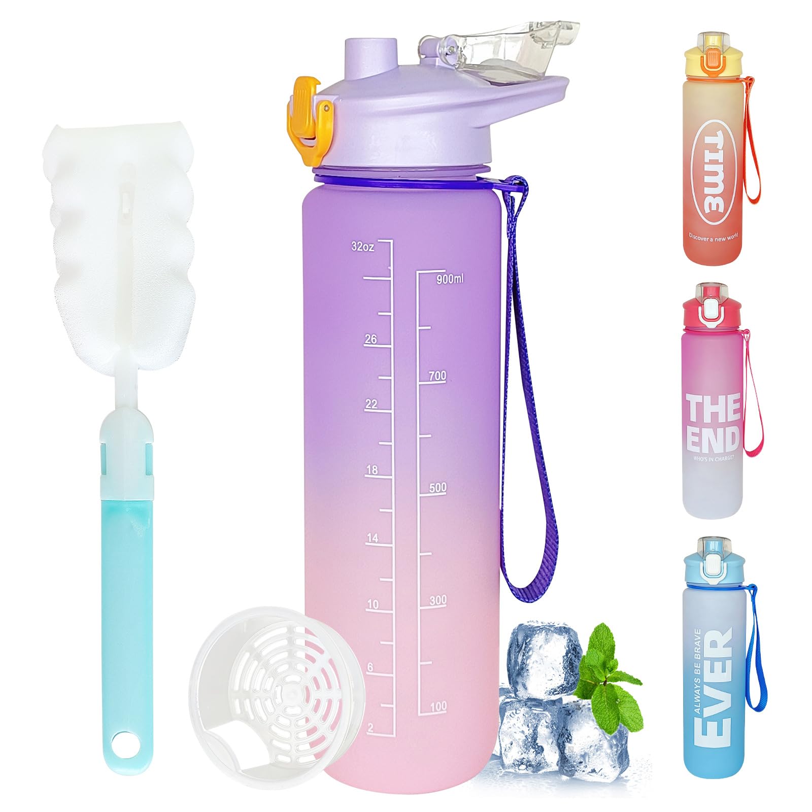 Hyinphon Sports Water Bottle with Volume Markings