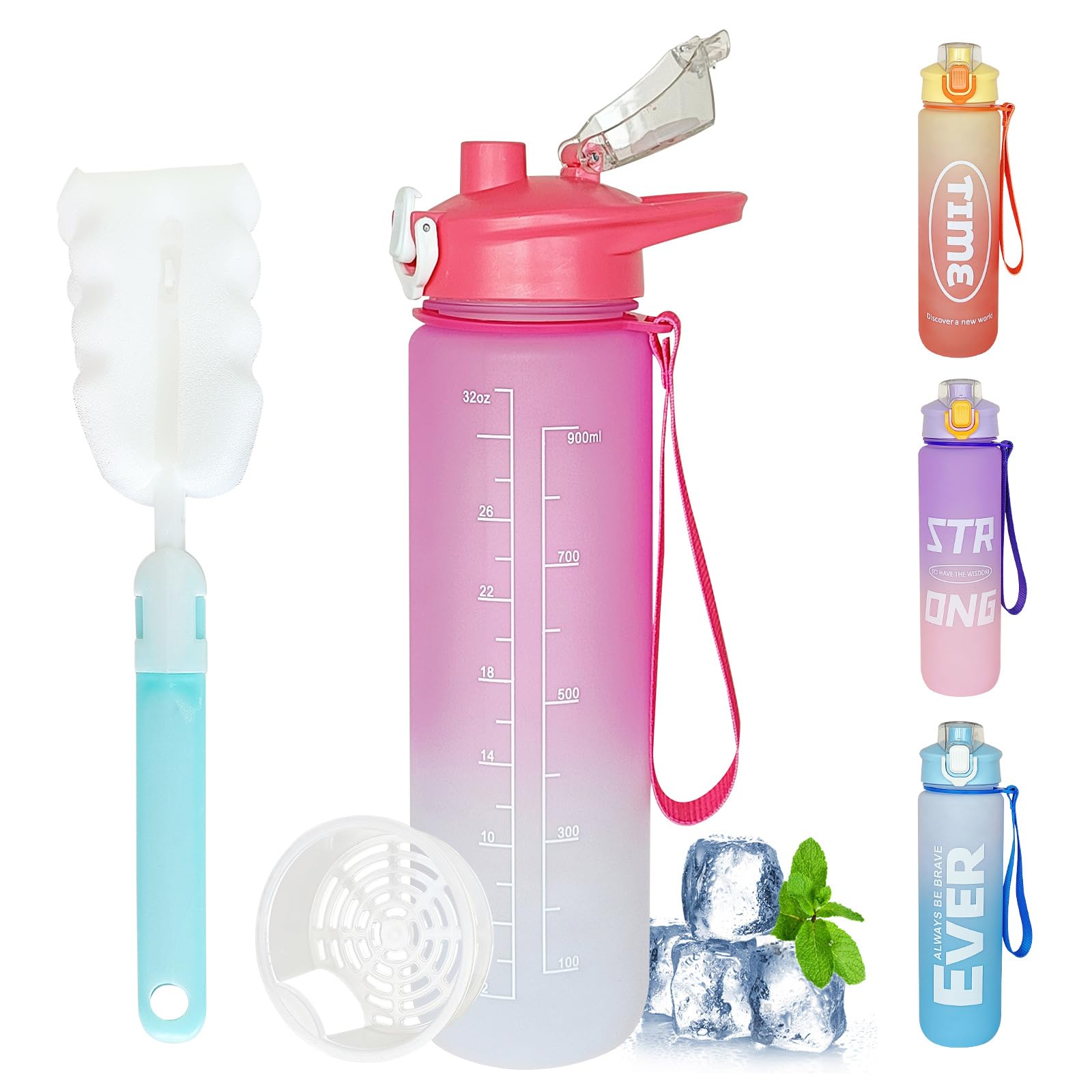 Hyinphon Sports Water Bottle with Volume Markings