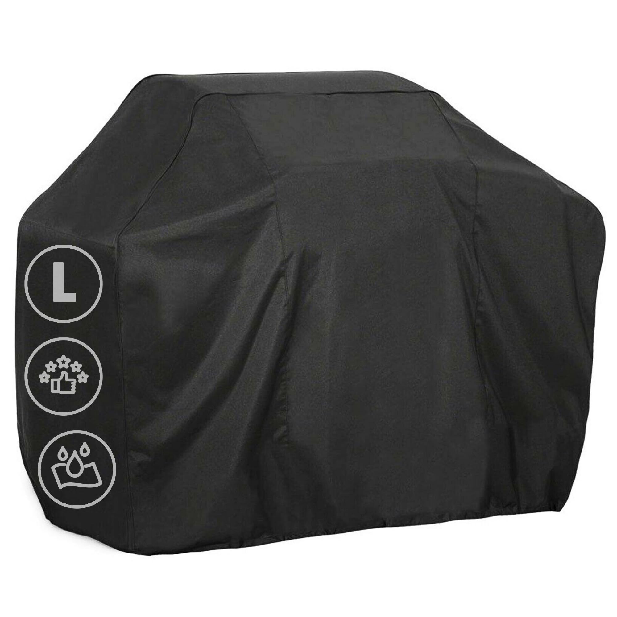 ZENO BBQ Cover | Premium Grill Cover | Waterproof Barbecue Cover Outdoor | Heavy Duty & Rip Proof BBQ Shelter for All Barbecues | Black - Large (120 x 70 x 145 CM)