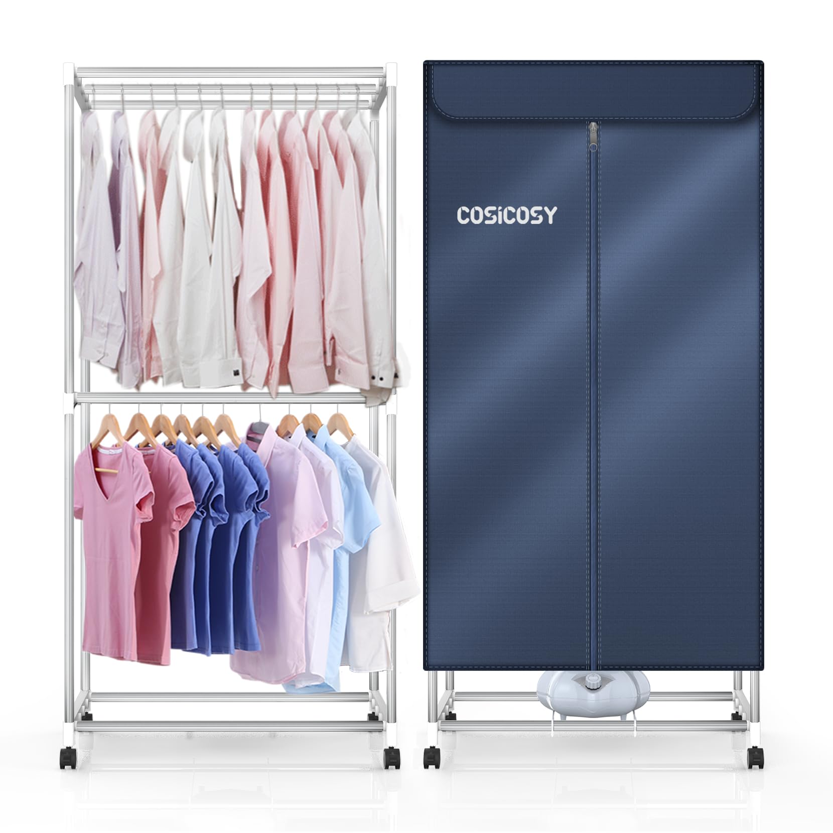 Cosicosy Electric Clothes Dryer Updated Portable Fast 1400W Dryer Machine 2-Tier Heated Clothes Dryer Indoor Electric Clothes Drying Rack Double Layer            [Energy Class A+++]