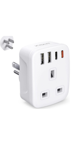 UK TO US ADAPTER WITH USB C ADAPTOR TRAVEL