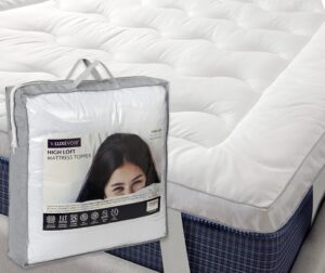 Luxevoir® High Loft Mattress Topper | Super Soft Hotel Quality Hypoallergenic & Brushed Microfiber Top with Hollowfiber Filling | Elasticized Corner Straps fits up to 40 CM | Double 137 x 190 + 5 CM