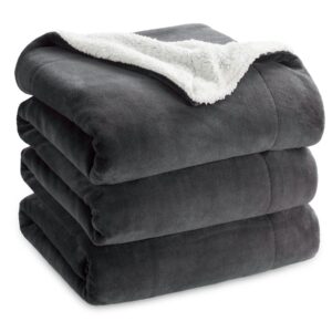 Bedsure Sherpa Fleece Blanket King Size - Fluffy Microfiber Solid Blankets for Bed Large Throw