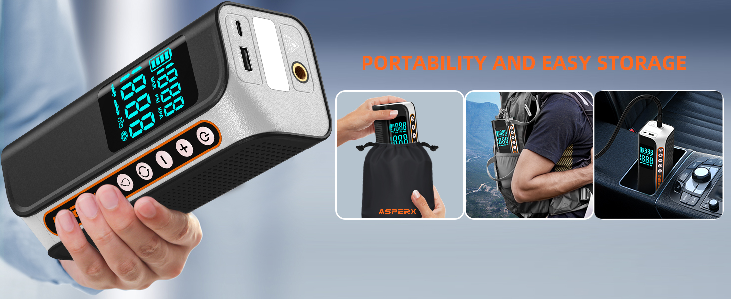 Portability and easy storage tyre inflator air compressor