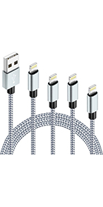 4Pack iphone charger Gray and White