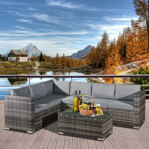 ASOWNSUN 6 Seater Rattan Garden Furniture