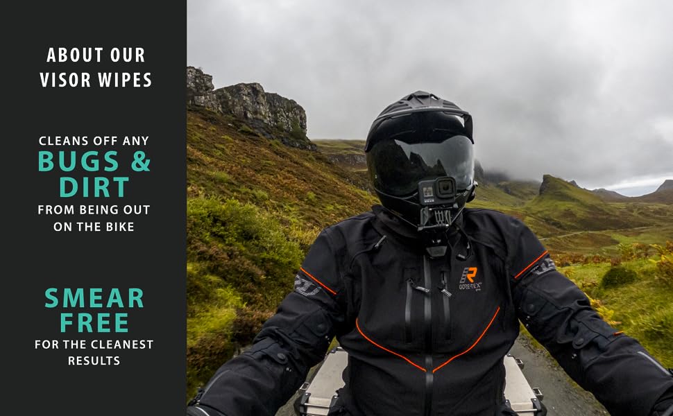 Ultimateaddons Helmet Visor Wipes for Motorcycle Riders Cleans Grime and Bugs