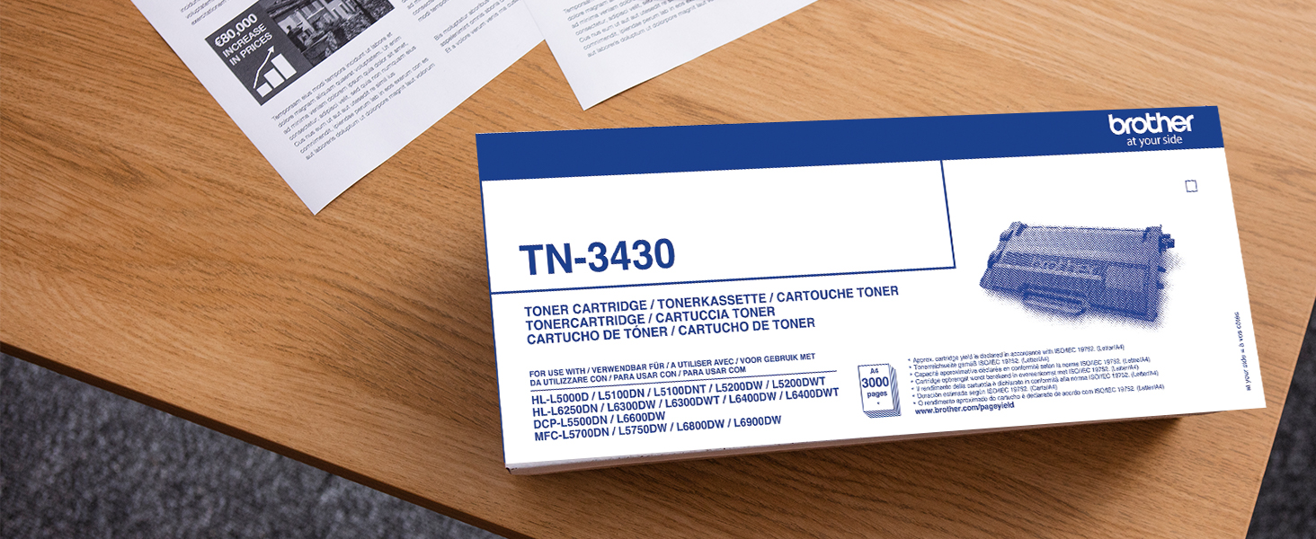 Genuine Brother TN-3430 black toner cartridge - Product overview