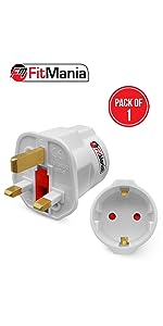 Pack of 1 - 2 Pin to 3 Pin adapter plug UK