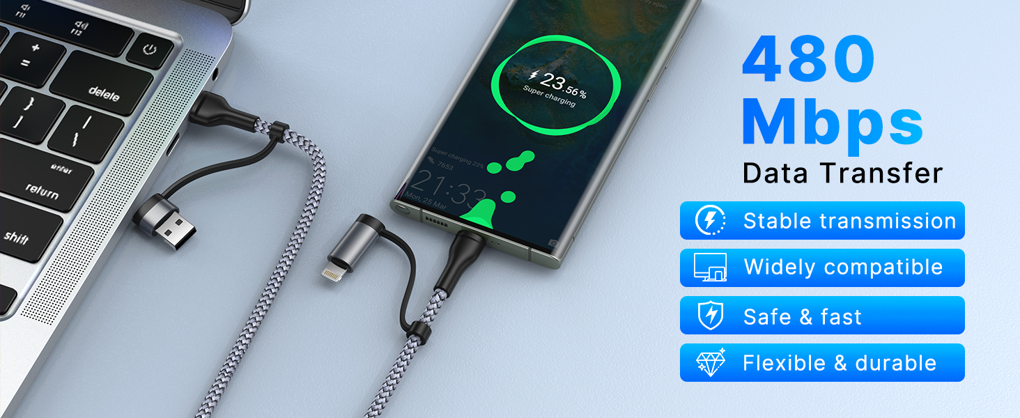 USB C Multi Cable Charger 4 in 1