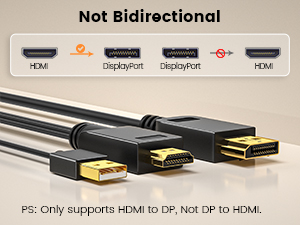 HDMI to DisplayPort Adapter, 4K@60Hz HDMI to DP Converter Active HDMI Male to DP Female Adaptor USB