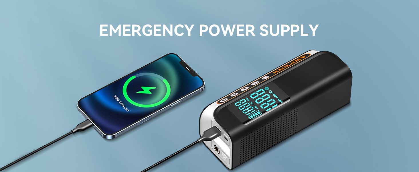 emergency power supply, usb-c fast charge your phone and all usb device
