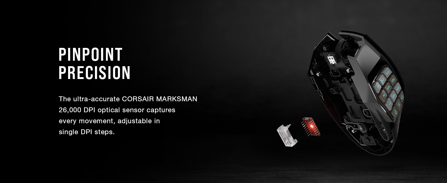 MARKSMAN optical sensor, gaming mouse, mmo gaming mouse