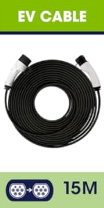 EV charger cable type 2 to type 2 7.4kW 15 metres charging station home charging public charging