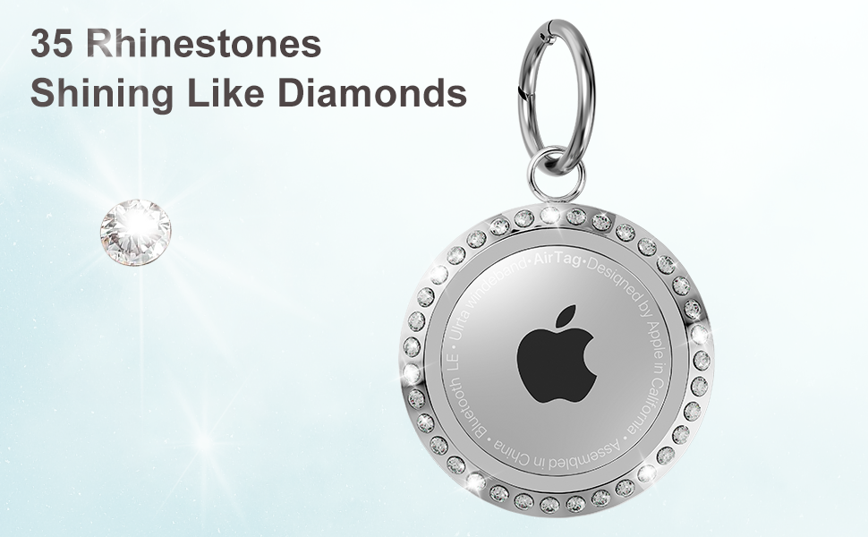 Titanium Steel Rhinestone AirTag Keyring