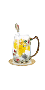 flower glass mug
