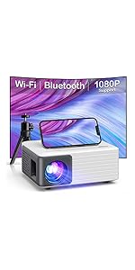 Mini Projector with WiFi Bluetooth, AKIYO Portable Projector