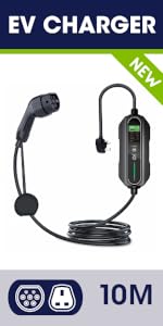 EV charger electric car charger electric vehicle charger type 2 3 pin plug UK plug 13 amps LCD 10M
