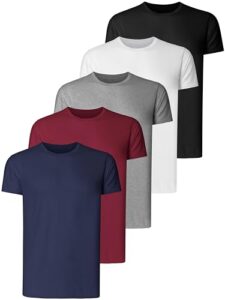 Teesmen Mens Plain T-Shirts 5 Pack Short Sleeve Crew Neck Sport Tees Cotton Workwear Boys Undershirts Gym Running Workout Tshirts for Me