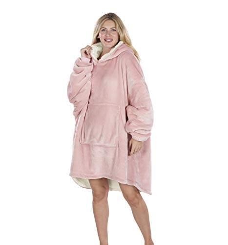 Oversized Hoodie Blanket Women Ultra Plush Fleece with Soft Sherpa Reversible Warm Cosy Comfy Wearable Hooded Giant Sweatshirt Throw for Girls Adults Men Boys Kids Big Pocke