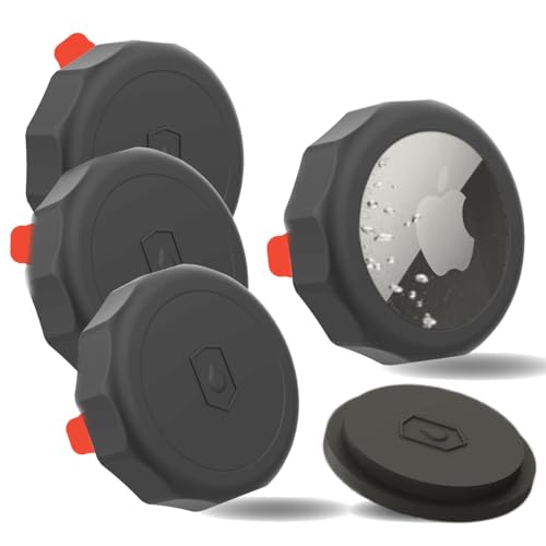 [4 Pack] IP68 Waterproof AirTag Case | Holder with Ultra Adhesive Sticker | AirTag Sticker Mount for Bike Remote Drone Car Luggage Hidden - Black