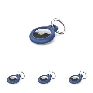 Belkin F8W973 AirTag Case with Key Ring (Secure Holder Protective Cover for Air Tag with Scratch Resistance Accessory) - Blue (Pack of 4)