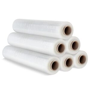 Stretch Pallet Plastic Shrink Wrap roll Clear 400mm×300m 17mu(6Roll) Heavy Duty Strong Cling Film Water Moisture Proof Packaging for Industrial