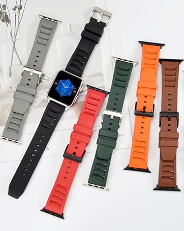 Anbeer Fluororubber Strap Compatible with Apple Watch Straps 49mm 45mm 44mm 42mm 41mm 40mm 38mm