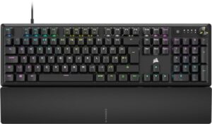 CORSAIR K70 CORE RGB Mechanical Gaming Keyboard with Palmrest - Pre-lubricated Corsair MLX Red Linear Keyswitches - Sound Dampening - Media Control Dial - iCUE Compatible - QWERTY UK Layout - Black