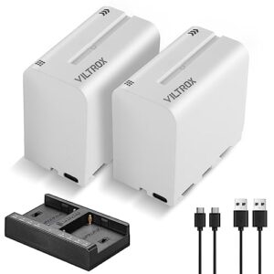 VILTROX Batteries NP-F970 Replacement Battery 2 pcs Battery and Dual USB-C Charger