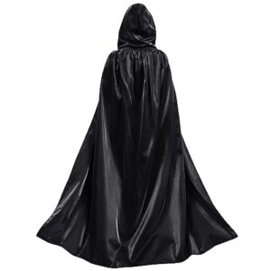 Unisex Hooded Cloak Satin Cape Robe
