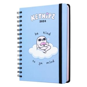 Grupo Erik Ketnipz A5 2024 Week To View Diary | January 2024 - December 2024 | 2024 Weekly Planner | A5 Planner With Stickers & Pocket | 2024 Diary | Cute Planne