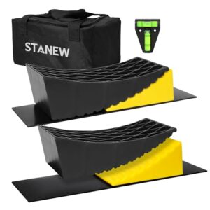 Stanew Camper Levelers 8-Piece Kit RV Leveling Blocks Camper Wheel Chocks Including Two Curved Levelers