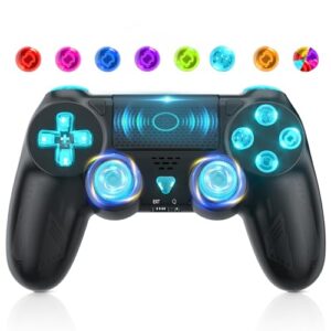 TURPOW Wireless Controller for PS-4 Gamepad Remote Control with Dual Motor Vibration/6-Axis Sensor/Turbo/3.5mm Audio Jack/Touch Pad for P-s4/Pro/Slim/Pc(RGB)
