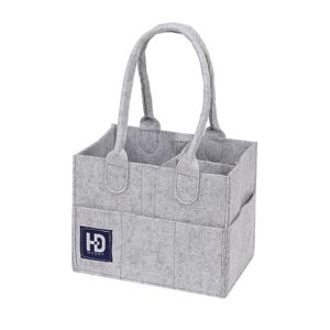 HY DOT Baby Nappy Caddy Organiser Felt Nursery Toy Storage Baskets Baby Wipes Bag Diaper Changing Caddy Mom Wishlist Newborn Essentials Shower Hamper Gifts (Light Grey- Small Size)