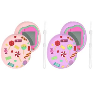 AMZLORD 2PCS Virtual Pet Machine Protective Case for Tamagotchi Uni Virtual Pet Game Machine Silicone Protective Case for Tamagotchi Uni with Finger Lanyard
